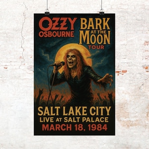 OZZY Osbourne Matte Vertical Poster, 1984 Salt Lake City Show, 12x18 Inch Illustration Art Print, Music Memorabilia