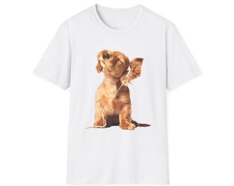 Dog With Headphones t shirt - Dog listing to Music tee shirt - Dog with earbuds shirt