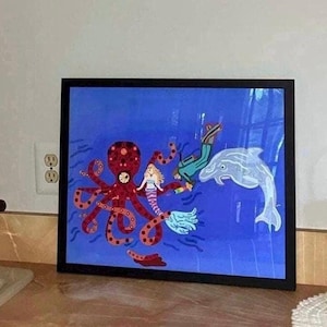 Oceanic Art Poster | Sea Creatures Wall Art | Ocean Wall Art | Scuba Diver Wall Art |