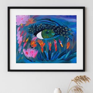 Surreal Eye Art Print - Cosmic Garden, Mystical Vision