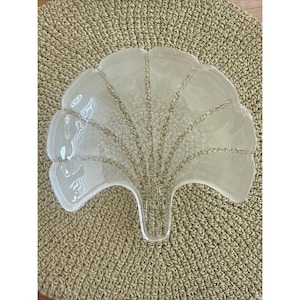 Vtg Art Deco Stem Mount Glass Sconce Shade Replacement Clam Shell Frosted Flaws