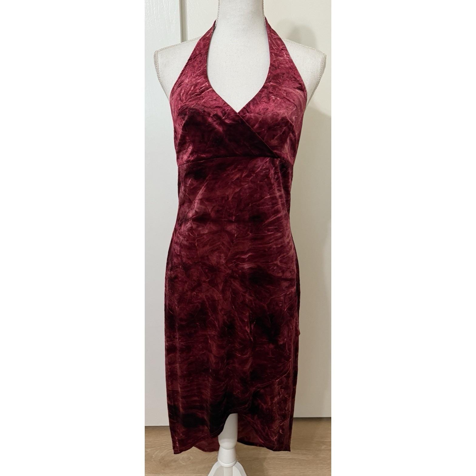 burgundy y2k satin asymmetrical sleeveless mini dress Burgundy Y2k Satin Asymmetrical Sleeveless Mini Dress – Razys.com main image 1