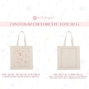 Custom Tote Bag | Destination Bachelorette Totes | Personalized Name + Location Bags | Gift Party Favors for Bachelorette