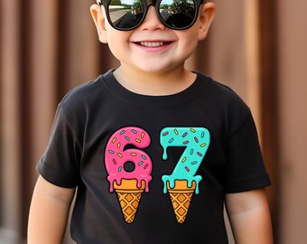 67 Drip Ice Cream Shirt, 67 Birthday Shirt, Funny Meme Tee, Ice Cream Drip Number Shirt, Unisex Gen Alpha Sayings Shirt