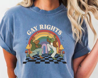 Comfort Colors Cute Frog Gay Rights, LGBT Rainbow Shirt, Funny LGBT Shirt, Frog And Toad Pride Tee, LGBTQ Shirt, Gay Rights Gift