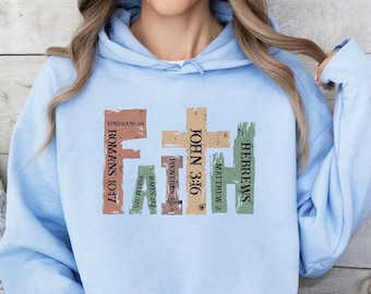 Christian Hoodie, Faith Cross Hoodie, Retro Faith Hoodie, Bible Verse Hoodie, Religious Outfit, Christian Cross Graphic Hoodie, Jesus Hoodie