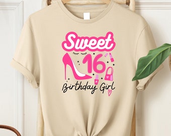 Sweet 16 Birthday Girl T-Shirt, 16th Birthday Shirt, Sweet 16 Gift For Girls, Sixteen Birthday Shirt, Birthday Shirt For Party, 16 Bday Tee