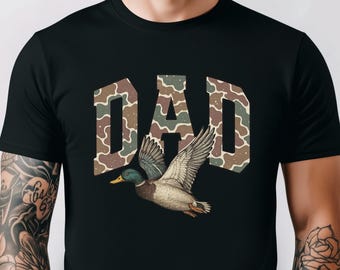 Camo Dad Shirt, Camo Flying Mallard Duck Dad Shirt, Duck Hunting Tee, Fathers Day Shirt, Hunting Dad Tee, Hunt Lover Shirt,Fathers Day Gift