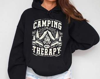 Camping Is My Therapy Hoodie, Funny Camping Hoodie, Camp Lover Hoodie, Adventure Hoodie, Summer Camp Hoodie, Camper Tee, Gift for Camping