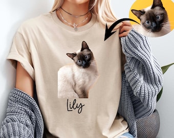 Personalized Cat T-Shirt, Custom Pet Shirt, Custom Shirt with Pet Photo And Name, Personalized Cat Shirt, Pet Portrait Shirt,Pet Owner Gift