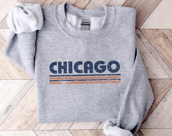 Chicago Vintage Sweatshirt, Retro 80s Style Crewneck, Classic City Graphic Pullover