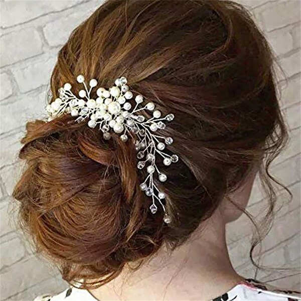 Pearl wedding hair comb, bridal comb, Bride Pearl Hair Comb Headwear, hair comb for wedding, Crystal Bridal Hair Comb, bridal hair piece