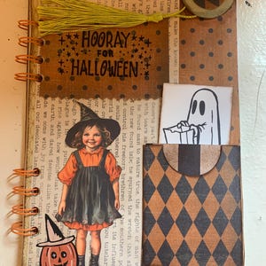 Handmade Witchy Halloween Notebook: Dyed Paper Journal with Stickers