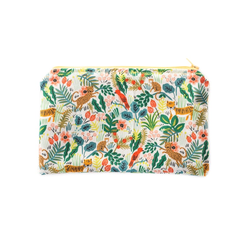 Wallet Cotton Zippered Clutch Make-up Bag Steel fabrics Small 5x7 Zippered Bag Made to Order Jungle Animals Zippered Pouch