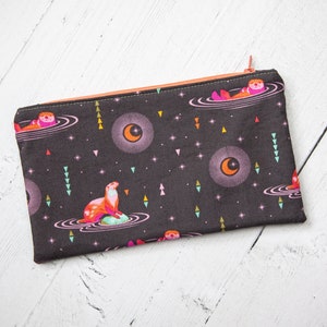 Estuche con cremallera de nutrias en el espacio, bolsa de animales para la vuelta al cole, bolsa para artículos esenciales de emergencia