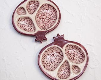 Pomegranate Jewelry Dish, Ceramic Hand Painted Trinket Tray, Pre-Order
