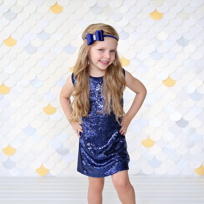 Robe Fille CW Designs Asymétrique à Paillettes - Taille M, Bleu Marine - Occasion Très Bon état