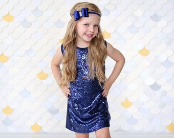 Short Navy Sequin Tank Dress - Navy Sequin Tunic -Sequin Shift Dress - Birthday Dress - Party Dress - Navy Sequin Tank Dress -  Navy Dress