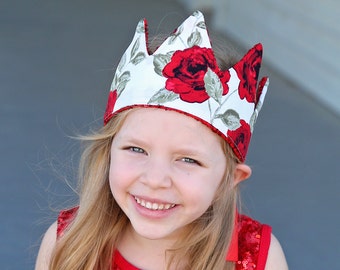 Red Roses Dress Up Crown - Sequin Crown - Birthday Crown - Red Sequin Crown - Fits all