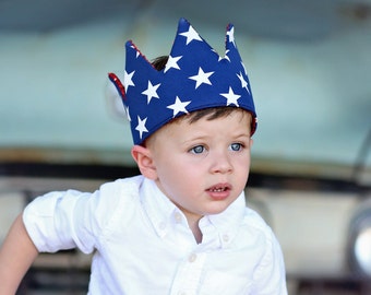 Dress Up Crown - Sequin Crown - Birthday Crown - Navy and White Stars Crown- Red Sequin Crown - Red, White and Blue Crown - Fits all