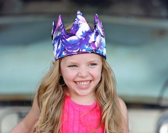 Dress Up Crown - Sequin Crown - Birthday Crown - Purple Floral Crown Reverse Purple Sequins - Fits all