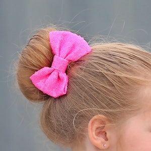 Neon Pink Sequin Bow Clip- Sequin Bow Clip, Neon Pink Sequins, Pink bow clip, Pink Bow Clip, Cheer bow clip, Dance Bow Clip, Birthday Gift