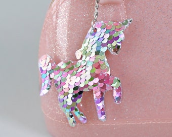 Pastel Rainbow Unicorn sleutelhanger - pailletten sleutelhanger - Rainbow pailletten sleutelhanger - Unicorn sleutelhanger