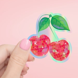 Disco Cherries Sticker- Tumbler sticker, decal, laptop sticker, water bottle sticker, stickers, waterproof, vinyl, aesthetic sticker, cherry