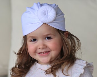 White Turban - Baby Turban - Toddler Turban - Mermaid Turban - Baby knot turban - Baby Head Wrap - Knot Turban