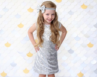 Silver Tank Sequin Dress - Silver Sequin Tunic -Sequin Shift Dress - Birthday Dress - Party Dress - Sequin Tank Dress -  Silver Dress