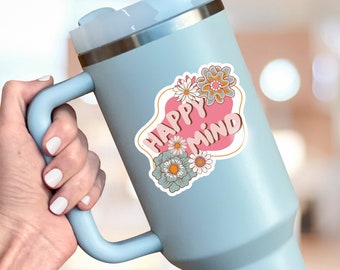 Happy Mind Sticker- Tumbler sticker, decal, laptop sticker, water bottle sticker, self love sticker, stickers, waterproof, mental sticker