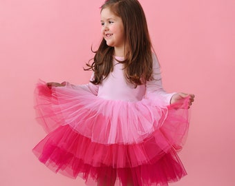 Pink Tulle Flower Girl Dress - Princess Birthday Outfits, Fluffy Party Dress for Special Occasions, Gift for Girls, Twirl-Worthy Flower Girl