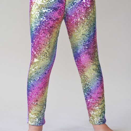 Pastel Rainbow Sequin Pants Pastel Rainbow Leggings Etsy