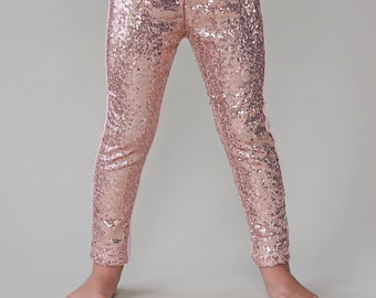 Rose Gold Sequin Pants- Rose Gold Leggings, Rose Gold Sequin Leggings, dance pants, peach pants, rose pants, rose gold pants, birthday gift