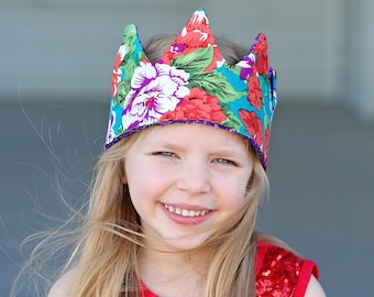 Purple Dress Up Crown - Sequin Crown - Birthday Crown - Purple Floral Crown REVERSE to Purple Sequins - Fits all