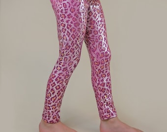 Pink Leopard Leggings Leopard Leggings Pink Metallic Pants