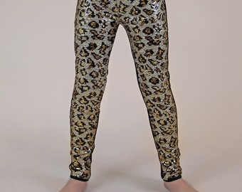 Leopard Sequin  Pants - Leopard Leggings - Sequin Leopard Pants - Animal Print Sequin Pants