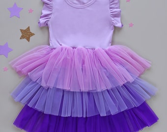 Lavender Tulle Flower Girl Dress - Princess Birthday Outfits, Fluffy Party Dress for Special , Gift for Girls, Twirl-Worthy Flower Girl