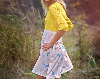 A-Line Dress - Girls Dress - Twirly Dress - Birthday Dress - Party Dress - Pink and Orange Tiger Dress - Back to School Dress - Girls Gift