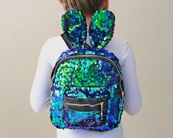 12.6 x 16 Inches Blue Panda Mermaid Sequin Backpack for Girls 12.6 x 16 Inches Blue Panda Mermaid Sequin Backpack for Girls