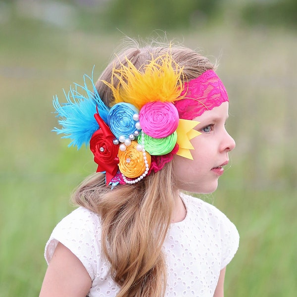 Diadema de flor arco iris - Diadema de flor - Corona de flor - Tocado de flor - Diadema de flor Boho - Corona de flor Boho