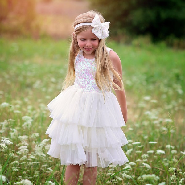 White Sequin Tutu Dress - Sequin Tutu Dress - White Tutu Dress - Birthday Dress - Party Dress - Twirly Dress