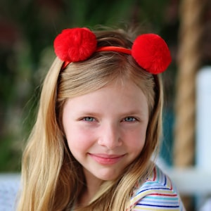 Pom Pom Headband - Red Pom Pom Headband -  Pom Pom Ear Headband - Red Headband