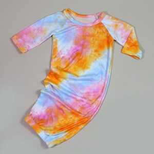 Tie Dye Gown for Baby- Baby Gown, Open bottom gown, sleepsuit, hospital outfit, sleep sack, easy changing baby gown, baby gift, newborn gown
