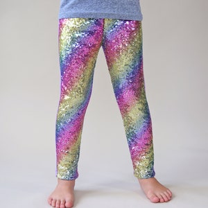 Pastel Rainbow Sequin Pants Pastel Rainbow Leggings Rainbow Sequin Leggings image 1