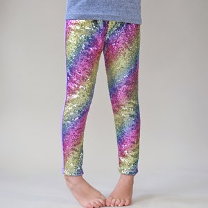 Pastel Rainbow Sequin Pants Pastel Rainbow Leggings Rainbow Sequin Leggings image 2