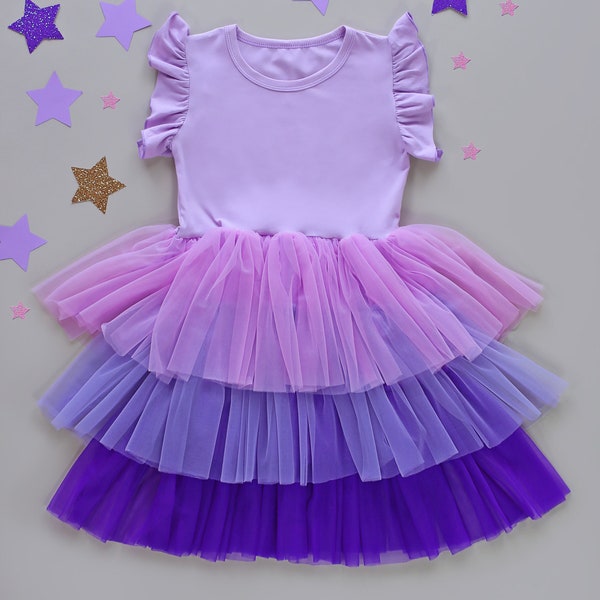 Lavender Tulle Flower Girl Dress - Princess Birthday Outfits, Fluffy Party Dress for Special , Gift for Girls, Twirl-Worthy Flower Girl