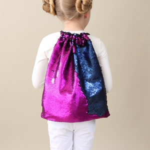 Navy and Hot Pink Sequin Backpack - Sequin Backpack - Sequin Bag - Reversible Sequin Backpack - Drawstring Flip Sequin Backpack - Sequin Bag