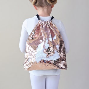 Rose gold sequin backpack sale