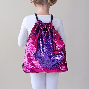 Hot Pink and Purple Sequin Backpack - Sequin Backpack - Sequin Bag - Reversible Sequin Backpack - Drawstring Flip Sequin Backpack